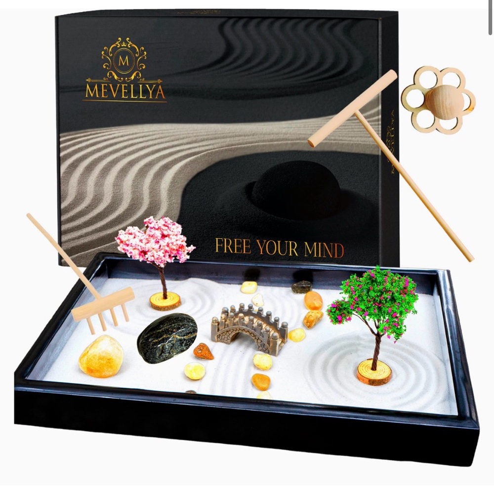 NIB MEVELLYA Mini Zen Garden Kit; Table-Desktop Japanese Garden; Great Reviews!